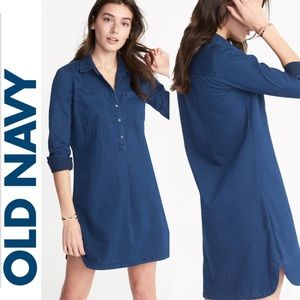 Old Navy Dark Wash Chambray Shirt Dress